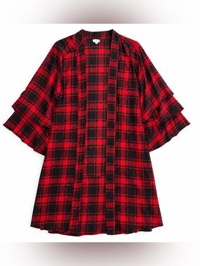 Women’s Red Plaid Kimono Robe